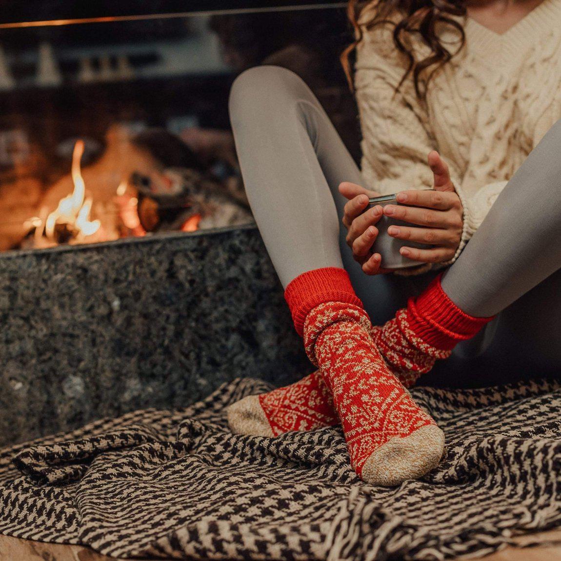 Nordic Wools Cozy Zelta Socks - Crimson - Unisex scandinavian