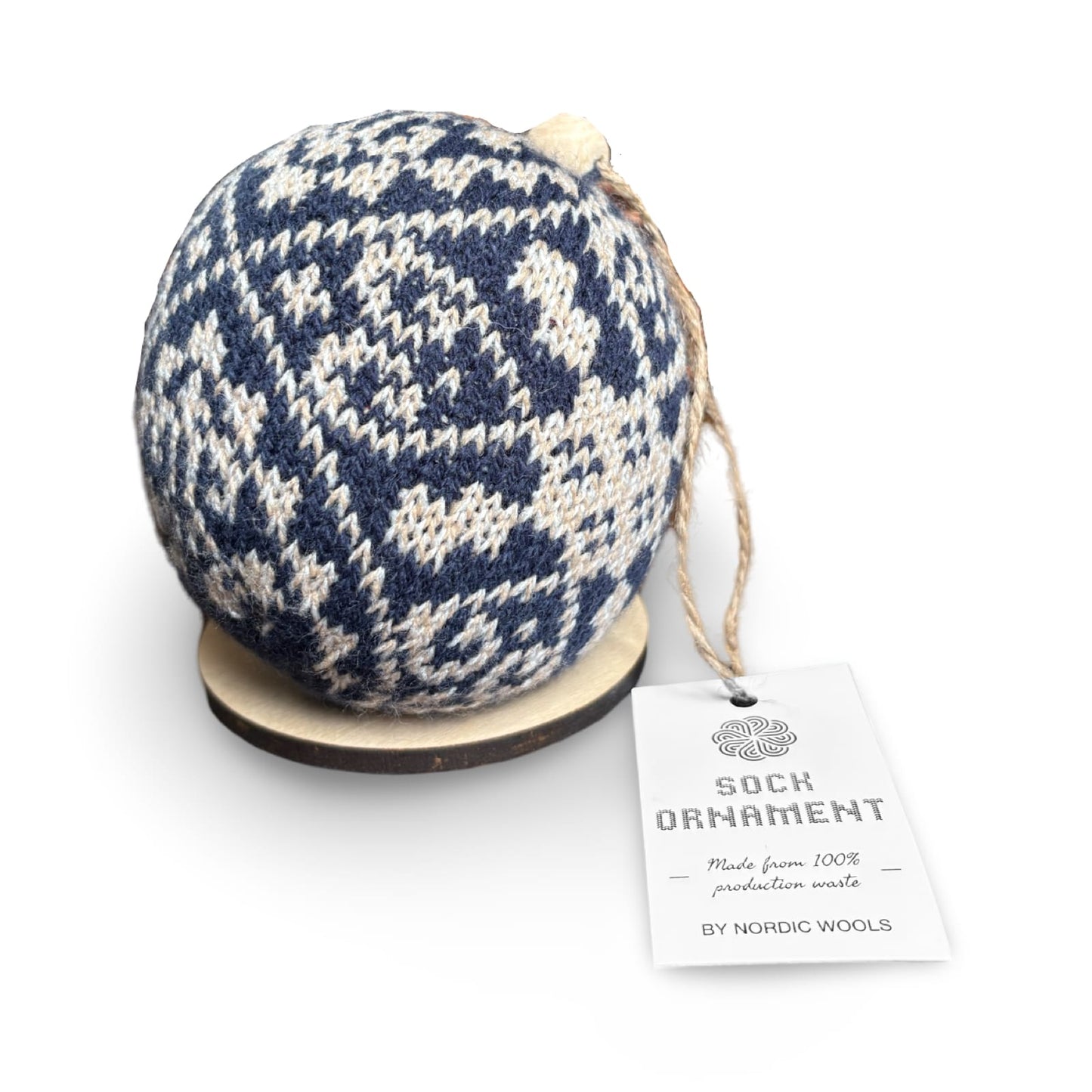 Nordic Yarn Ornament - Recycled Sustainable Christmas Decor Toy (Zelta - Navy)