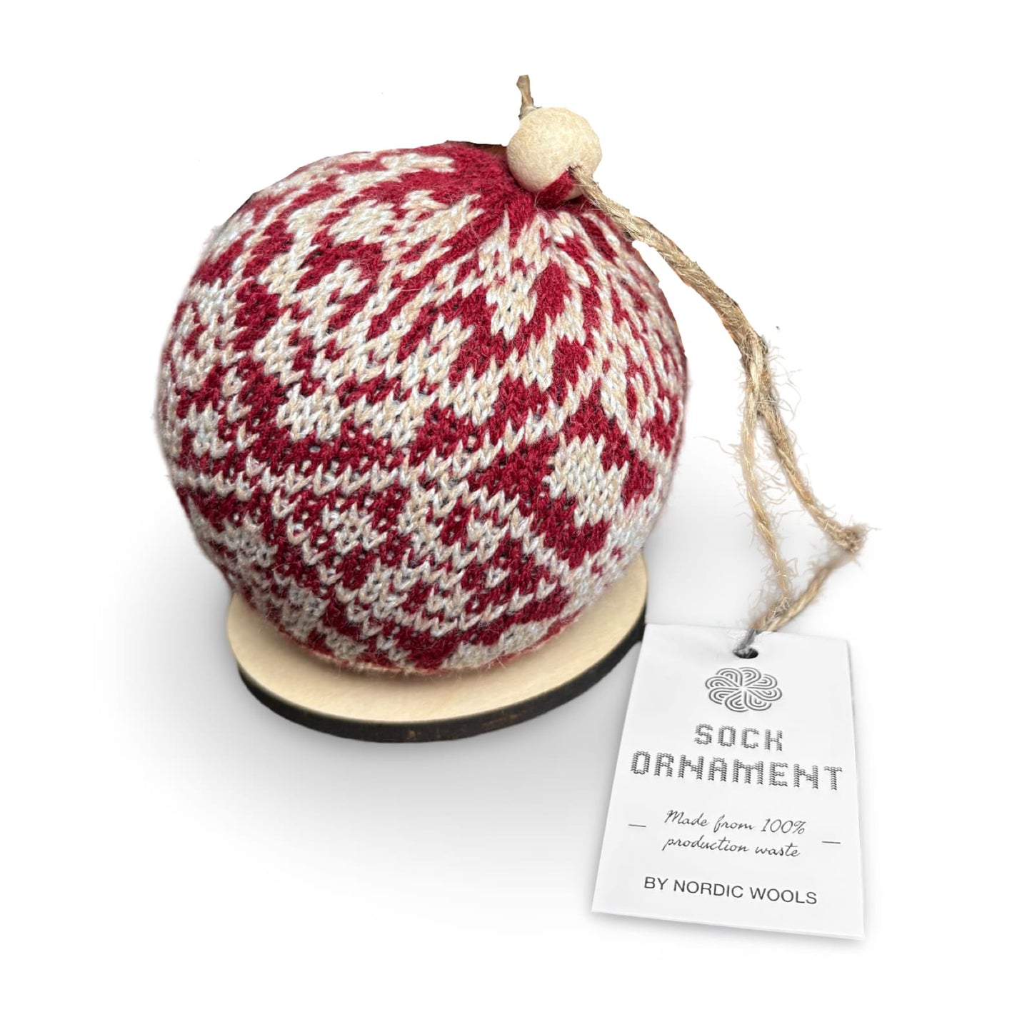 Nordic Yarn Ornament - Recycled Sustainable Christmas Decor Toy (Zelta - Crimson)