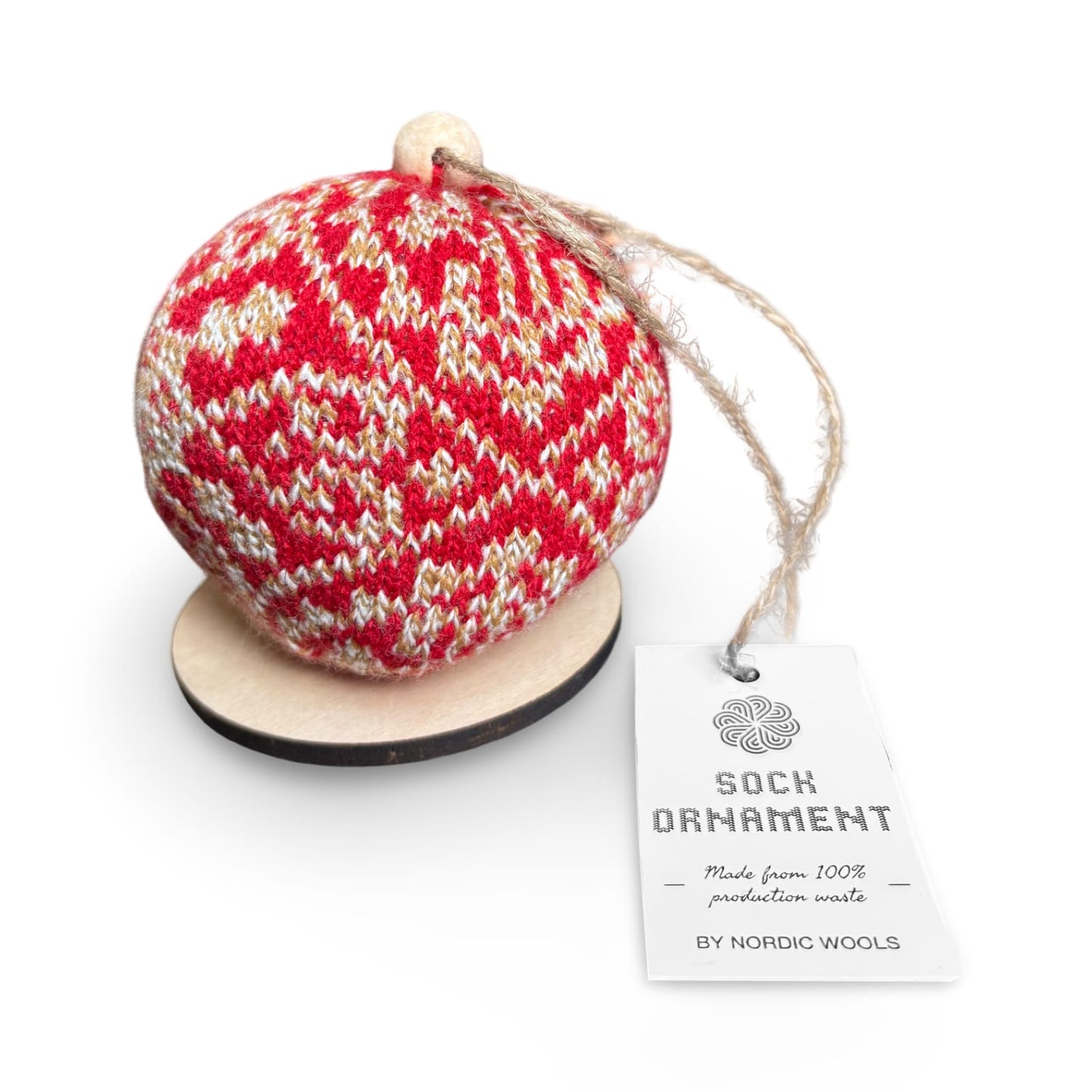 Nordic Yarn Ornament - Recycled Sustainable Christmas Decor Toy (Zelta - Amber)