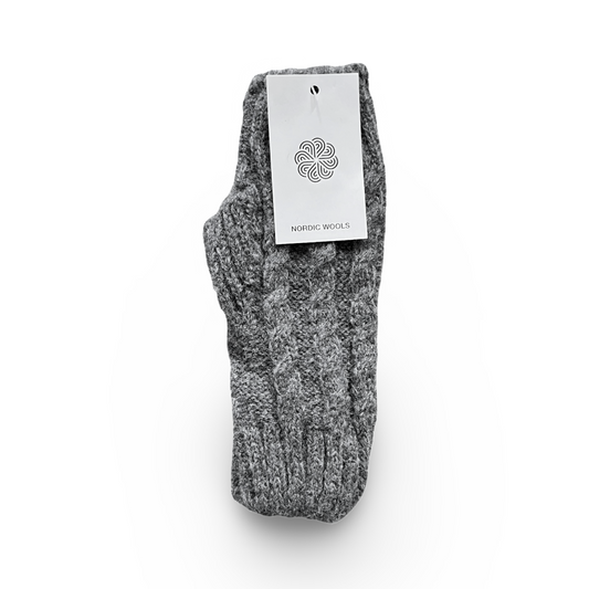 Cozy Fingerless Gloves Cable Knit Arm Warmers - Grey - Womens