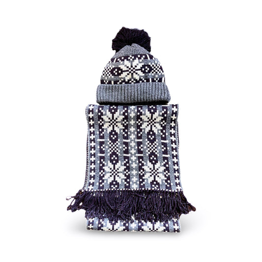 Nordic Winter Hat & Scarf Set - Warm - Asenka - Violet - Unisex