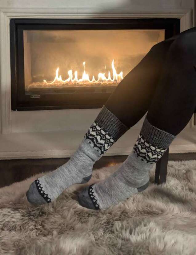 <transcy>Нордичні шкарпетки з мериносової вовни (Jorunn - Сірі) - унісекс</transcy>