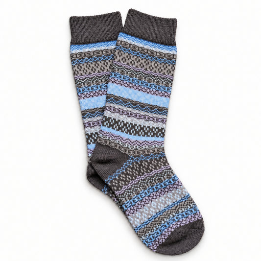 Ivar Earth merino wool blend socks with bands of Nordic-inspired pattern