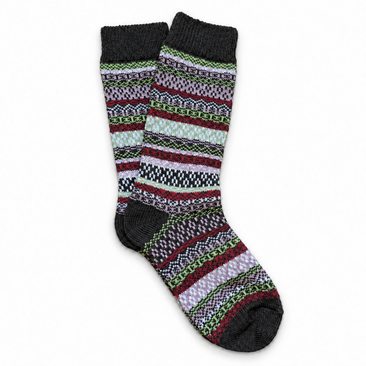 Ivar Forest merino wool blend socks with bands of Nordic-inspired pattern