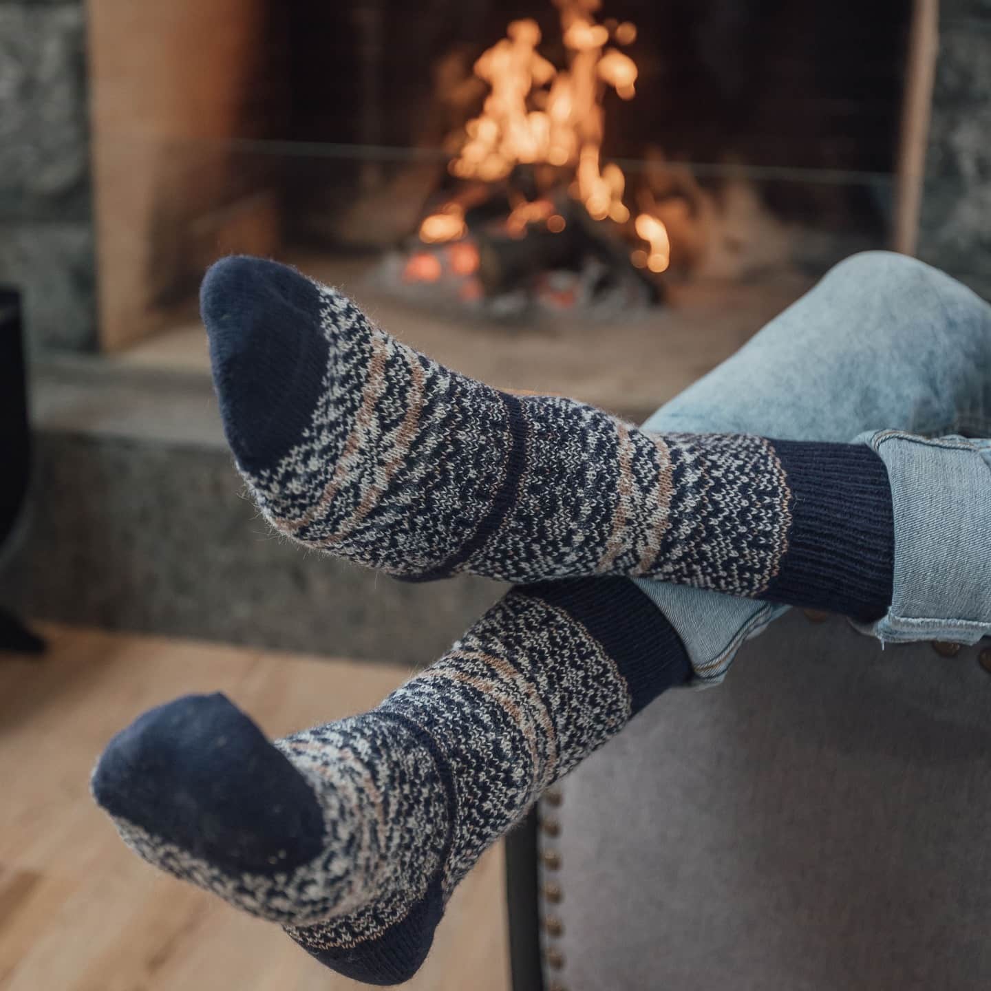 scandinavian socks with norwegian fair isle pattern made with merino wool for winter