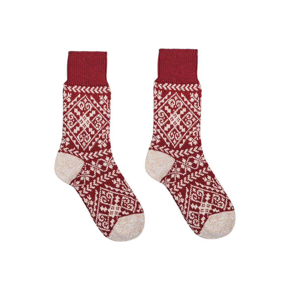 Nordic Wools Cozy Zelta Socks - Crimson - Unisex scandinavian 